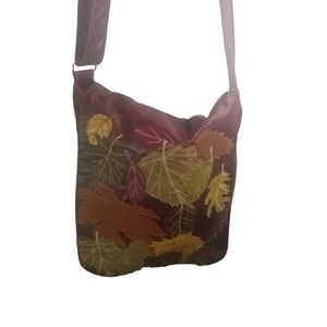Susannah Hunter handmade leather leaves autumn shoulder bag cross body purse